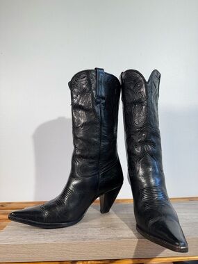 Lucchese Charlie 1 Horse Black Cowgirl Boots Western Size 10 B Made In Brazil